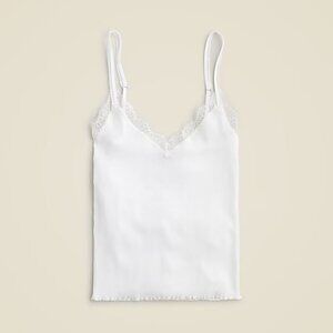 J. Crew Fine Rib Lace Trim Lightweight Tank Top White Size XXS